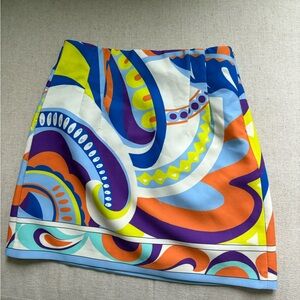 Zara Blue and Orange Abstract Mini Skirt